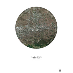 Affiche Sarajevo – Poster vue satellite 2.5km Couleur | Gravura – Fond clair