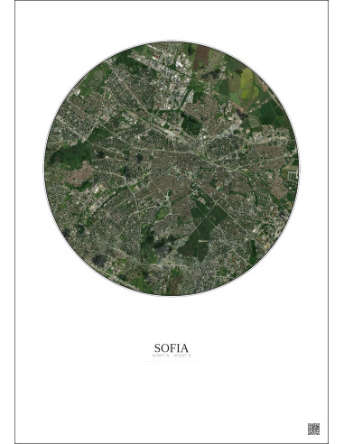 Sofia Satellite View Poster 6km Color | Gravura – Light background