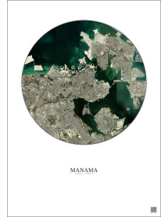 Manama Satellite View Poster 10km Color | Gravura – Light background