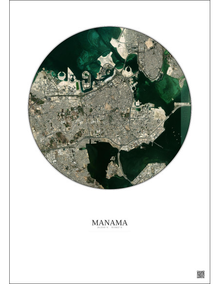 Affiche Manama – Poster vue satellite 6km Couleur | Gravura – Fond clair