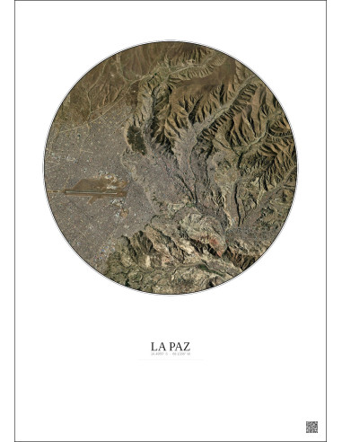 Affiche La Paz – Poster vue satellite 10km Couleur | Gravura – Fond clair