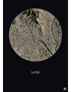 Affiche La Paz – Poster vue satellite 2.5km Couleur | Gravura – Fond foncé