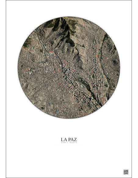 Affiche La Paz – Poster vue satellite 2.5km Couleur | Gravura – Fond clair