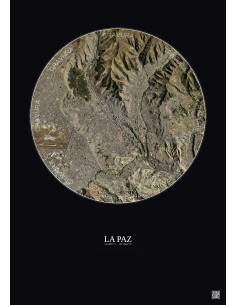 Affiche La Paz – Poster vue satellite 6km Couleur | Gravura – Fond foncé