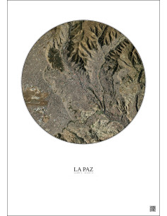 Affiche La Paz – Poster vue satellite 6km Couleur | Gravura – Fond clair