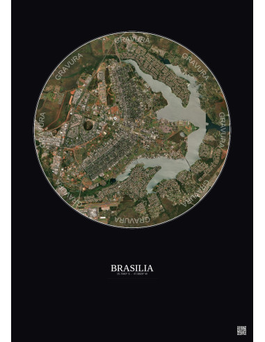 Brasilia Satellite View Poster 10km Color | Gravura – Dark background