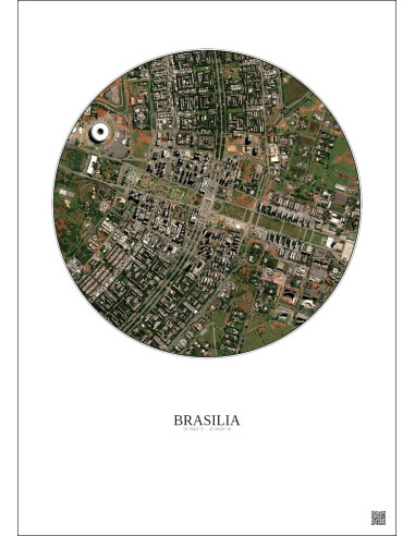 Affiche Brasilia – Poster vue satellite 2.5km Couleur | Gravura – Fond clair