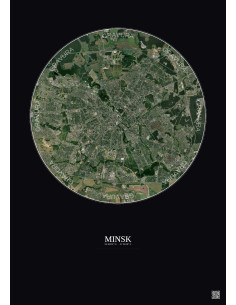 Affiche Minsk – Poster vue satellite 10km Couleur | Gravura – Fond foncé