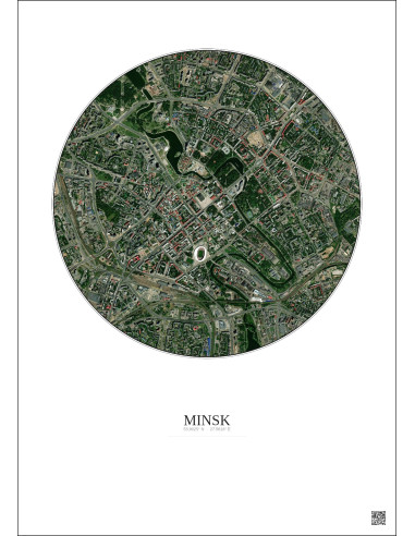 Affiche Minsk – Poster vue satellite 2.5km Couleur | Gravura – Fond clair