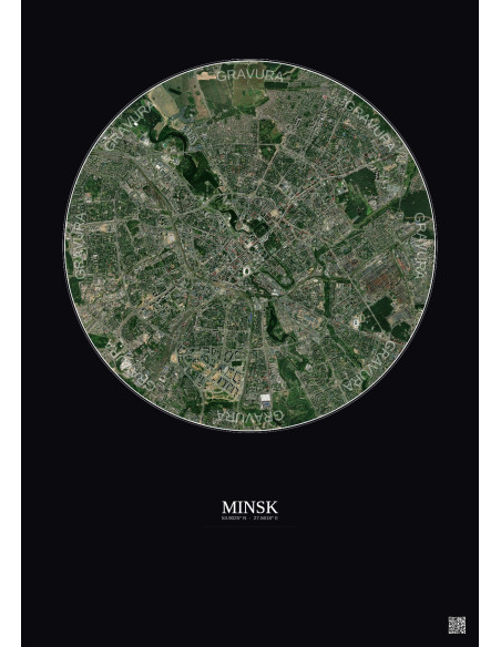 Minsk Satellite View Poster 6km Color | Gravura – Dark background