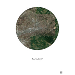 Affiche Sarajevo – Poster vue satellite 6km Couleur | Gravura – Fond clair