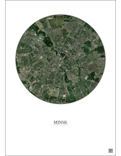 Affiche Minsk – Poster vue satellite 6km Couleur | Gravura – Fond clair