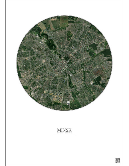 Affiche Minsk – Poster vue satellite 6km Couleur | Gravura – Fond clair
