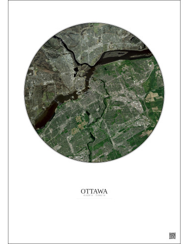 Affiche Ottawa – Poster vue satellite 10km Couleur | Gravura – Fond clair