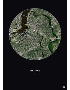 Affiche Ottawa – Poster vue satellite 2.5km Couleur | Gravura – Fond foncé