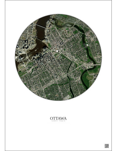 Affiche Ottawa – Poster vue satellite 2.5km Couleur | Gravura – Fond clair