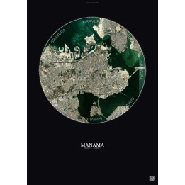 Affiche Manama – Poster vue satellite 6km Couleur | Gravura – Fond foncé