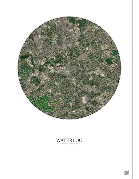 Affiche Waterloo – Poster vue satellite 2.5km Couleur | Gravura – Fond clair