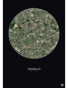 Waterloo Satellite View Poster 5km Color | Gravura – Dark background