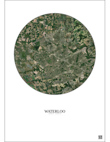 Waterloo Satellite View Poster 10km Color | Gravura – Light background
