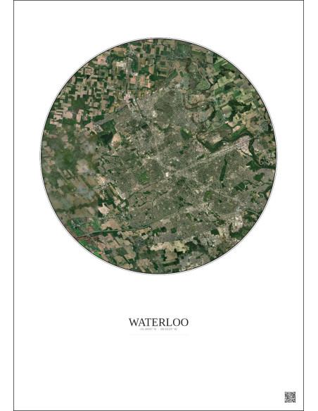 Waterloo Satellite View Poster 10km Color | Gravura – Light background