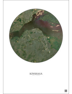 Kinshasa Satellite View Poster 10km Color | Gravura – Light background