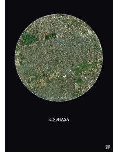 Kinshasa Satellite View Poster 2.5km Color | Gravura – Dark background