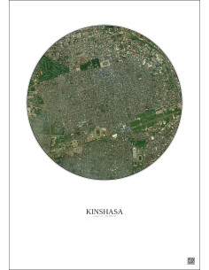 Kinshasa Satellite View Poster 2.5km Color | Gravura – Light background