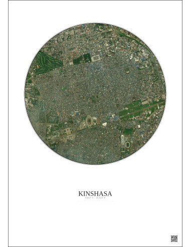 Kinshasa Satellite View Poster 2.5km Color | Gravura – Light background