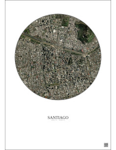 Affiche Santiago – Poster vue satellite 2.5km Couleur | Gravura – Fond clair