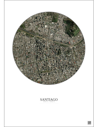Affiche Santiago – Poster vue satellite 2.5km Couleur | Gravura – Fond clair
