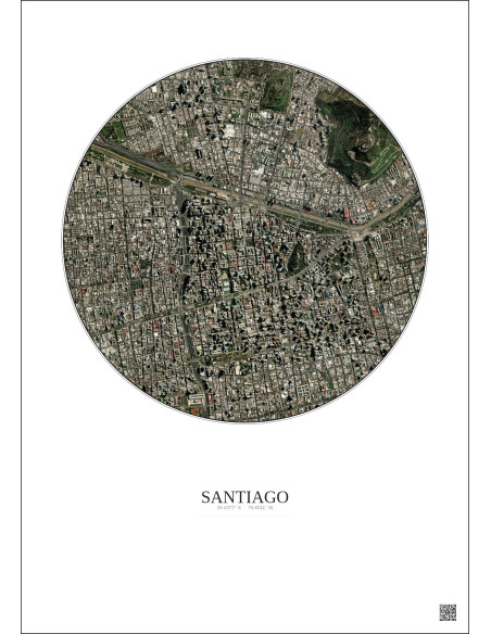 Affiche Santiago – Poster vue satellite 2.5km Couleur | Gravura – Fond clair