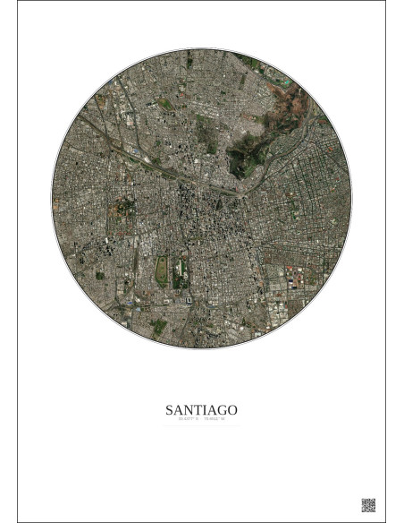 Affiche Santiago – Poster vue satellite 6km Couleur | Gravura – Fond clair
