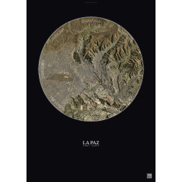 Affiche La Paz – Poster vue satellite 10km Couleur | Gravura – Fond foncé