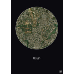 Affiche Dhaka – Poster vue satellite 2.5km Couleur | Gravura – Fond foncé