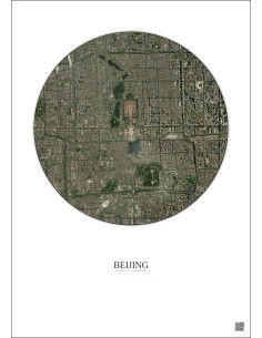 Affiche Beijing – Poster vue satellite 6km Couleur | Gravura – Fond clair