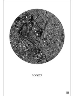 Affiche Bogota – Poster vue satellite 2.5km N&B | Gravura – Fond clair