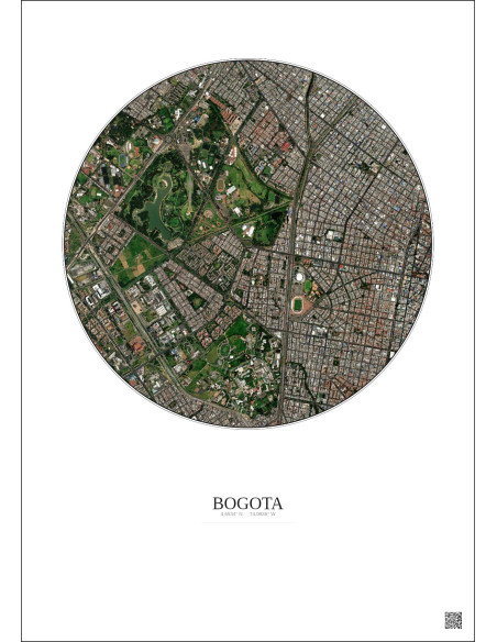 Affiche Bogota – Poster vue satellite 2.5km Couleur | Gravura – Fond clair