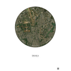 Affiche Dhaka – Poster vue satellite 2.5km Couleur | Gravura – Fond clair