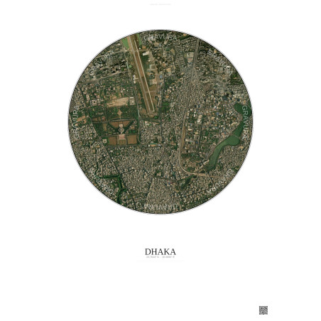 Dhaka Satellite View Poster 2.5km Color | Gravura – Light background