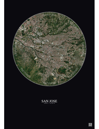 Affiche San Jose – Poster vue satellite 10km Couleur | Gravura – Fond foncé