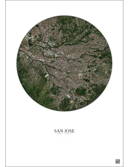 Affiche San Jose – Poster vue satellite 10km Couleur | Gravura – Fond clair