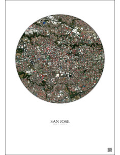 San Jose Satellite View Poster 2.5km Color | Gravura – Light background