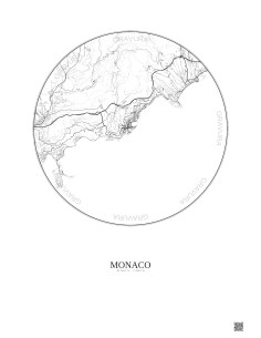 Affiche Monaco – Poster carte de ville 10km | Gravura – Fond clair
