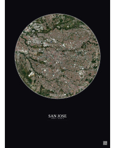 San Jose Satellite View Poster 6km Color | Gravura – Dark background