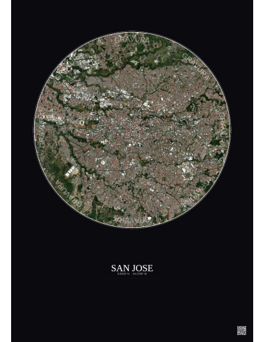 Affiche San Jose – Poster vue satellite 6km Couleur | Gravura – Fond foncé