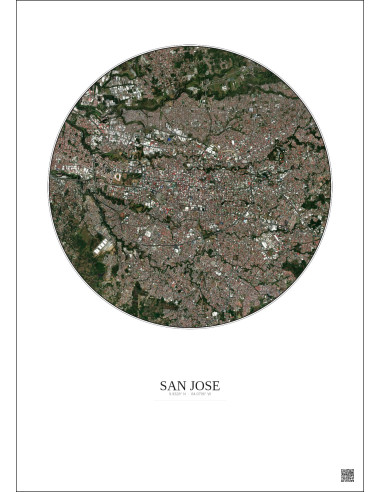 Affiche San Jose – Poster vue satellite 6km Couleur | Gravura – Fond clair