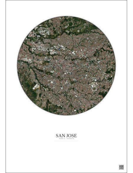 Affiche San Jose – Poster vue satellite 6km Couleur | Gravura – Fond clair