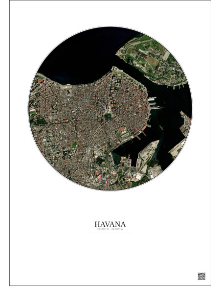 Havana Satellite View Poster 2.5km Color | Gravura – Light background