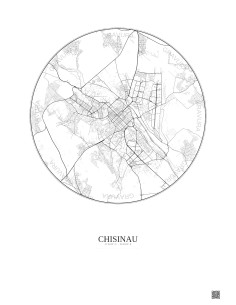 Affiche Chisinau – Poster carte de ville 10km | Gravura – Fond clair